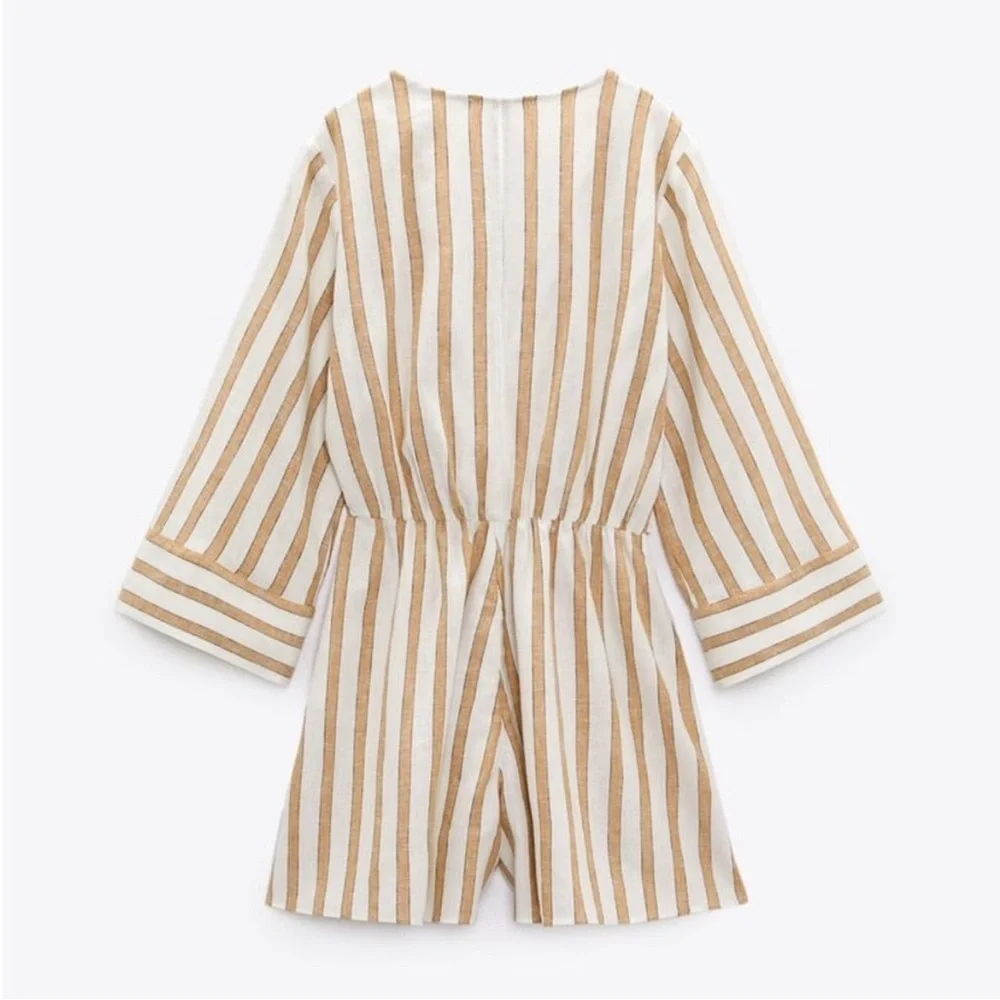 Zara Woman Linen Blend striped jumpsuit